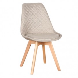 10-1225-S Καρέκλα Τραπεζαρίας Ξύλινη 4τμχ Bianca S Beige Ύφασμα 50x56x84εκ.