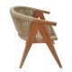 343-000029 Πολυθρόνα Wolly pakoworld teak ξύλο και pe σχοινί σε φυσική απόχρωση 60x60x76εκ