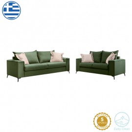 168-000100 Σετ σαλονιού 2τεμ Verona pakoworld κυπαρισσί ύφασμα με μαξιλάρια σε κρεμ απόχρωση