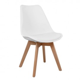 ZZ-A0505399 Καρέκλα LORA 47x56.6x82cm Λευκό με Ξύλινα Πόδια και Μαξιλάρι