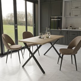 GR-HOUSTONTAB160-1 Τραπέζι Houston Σονόμα-Μαύρο 160x80x77cm