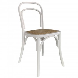 15320024 Καρέκλα Επαγγελματική ArteLibre LETO Λευκό Ξύλο/Rattan 45x45x89cm Λευκό
