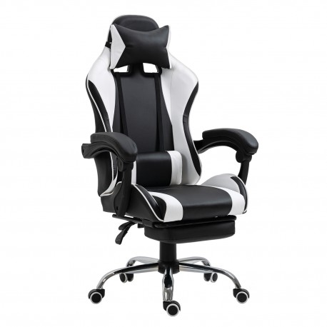 14730011 Καρέκλα Γραφείου ArteLibre Gaming BRAY Λευκό/Μαύρο PVC 67x50x120-127cm Μαύρο/Λευκό