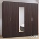 361-000059 Ντουλάπα πεντάφυλλη με καθρέφτη Luna pakoworld σε wenge απόχρωση 220x52x200εκ