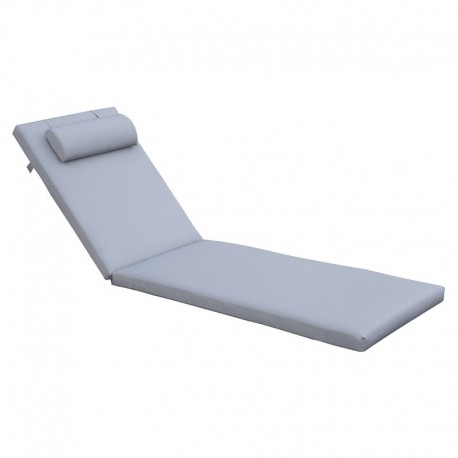 Ε2014,3 SUNLOUNGER Μαξιλάρι Ξαπλώστρας με Προσκέφαλο,  Ύφασμα Γκρι, Foam+Polyester Φερμουάρ-Velcro