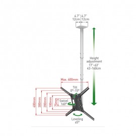 950031 Βάση Τηλεόρασης Οροφής 4500L Barkan 13- - 75- Τηλεσκοπική