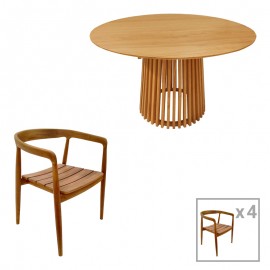 343-000039 Τραπεζαρία 5τεμ Noody-Kenda pakoworld teak ξύλο σε φυσική απόχρωση Φ120x75