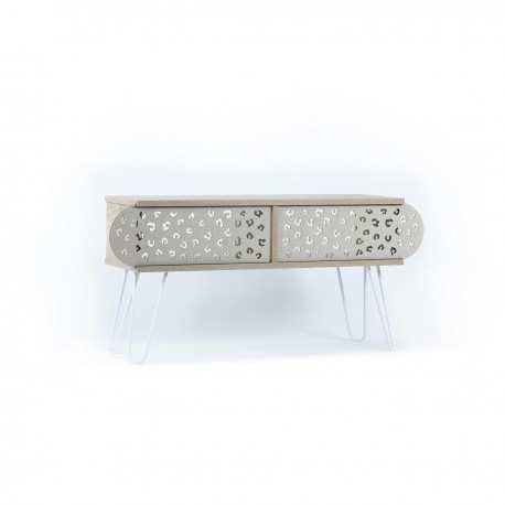 14570219 Έπιπλο Τηλεόρασης ArteLibre ILLIA No 3 Δρυς/Λευκό 106x30x48cm Φυσικό/Λευκό/Δρυς