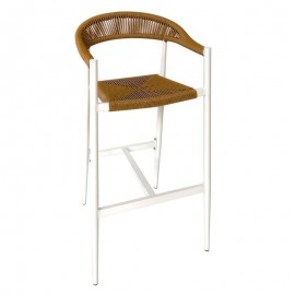 Ε6720,2 MADY Σκαμπό Bar, ALU Άσπρο, Rope Wicker Φυσικό