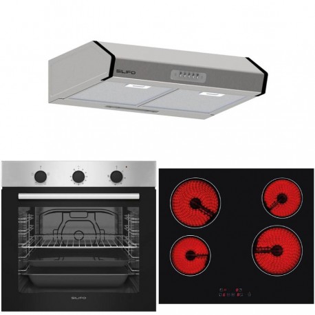 ΣΕΤ ΦΟΥΡΝΟΣ ΗΛΕΚΤΡΙΚΟΣ SF6850BOI INOX 83LT + ΕΣΤΙΑ ΚΕΡΑΜΙΚΗ SF6135 + ΑΠΟΡΡΟΦΗΤΗΡΑΣ ΕΛΕΥΘΕΡΟΣ SF6683 INOX 2 ΜΟΤΕΡ 60CM 4 ΕΤΗ ΕΓΓΥ
