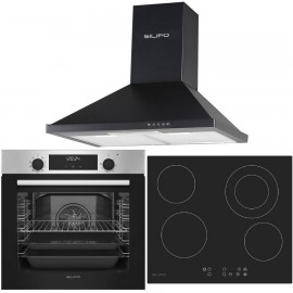 ΣΕΤ ΦΟΥΡΝΟΣ ΗΛΕΚΤΡΙΚΟΣ SF6855BOI INOX 76LT + ΕΣΤΙΑ ΚΕΡΑΜΙΚΗ SF6822HV5 + ΑΠΟΡΡΟΦΗΤΗΡΑΣ ΚΑΜΙΝΑΔΑ SF6622 ΜΑΥΡΟΣ 60CM 4 ΕΤΗ ΕΓΓΥΗΣΗ 