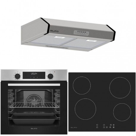 ΣΕΤ ΦΟΥΡΝΟΣ ΗΛΕΚΤΡΙΚΟΣ SF6855BOI INOX 76LT + ΕΣΤΙΑ ΚΕΡΑΜΙΚΗ SF6821HV4 + ΑΠΟΡΡΟΦΗΤΗΡΑΣ ΕΛΕΥΘΕΡΟΣ SF6683 INOX 2 ΜΟΤΕΡ 60CM 4 ΕΤΗ Ε