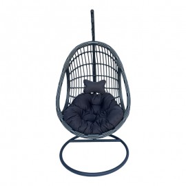 368-000007 Κούνια φωλιά με βάση Cungo pakoworld μέταλλο - pe rattan σε γκρι απόχρωση 125x105x195εκ