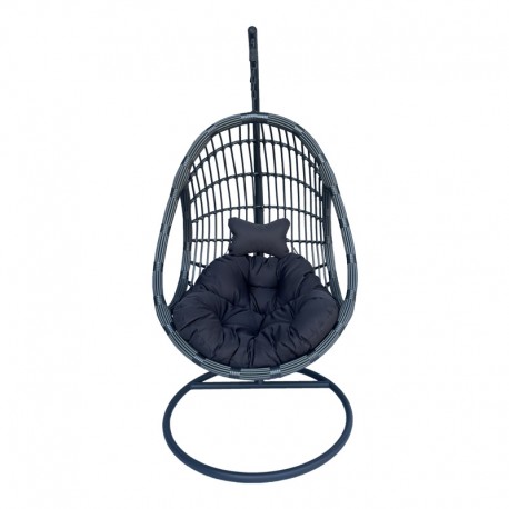 368-000007 Κούνια φωλιά με βάση Cungo pakoworld μέταλλο - pe rattan σε γκρι απόχρωση 125x105x195εκ
