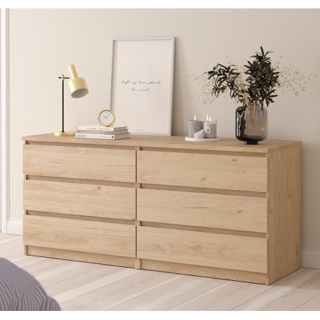 0201.TV32 Naia συρταριέρα με 6 συρταριέρα 153,8x50x70,1εκ. Jackson Hickory   Jackson Hickory  153,8 x 50εκ. Ύψος : 70,1εκ.