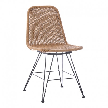 286-000015 Καρέκλα Pamela pakoworld pe rattan σε φυσική απόχρωση και μαύρα μεταλλικά πόδια 44x58x82εκ
