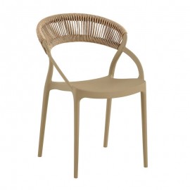 Ε3151,3 DORA Πολυθρόνα Στοιβαζόμενη, PP Tortora, Rope Wicker Φυσικό