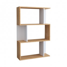 120-000613 Βιβλιοθήκη Kadu pakoworld σε oak-λευκή απόχρωση  72x22x108εκ