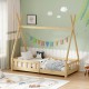 370-000020 Παιδικό κρεβάτι Noam τ.Montessori με κιγκλίδωμα pakoworld ξύλο πεύκου σε φυσική απόχρωση 70x140εκ