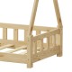 370-000020 Παιδικό κρεβάτι Noam τ.Montessori με κιγκλίδωμα pakoworld ξύλο πεύκου σε φυσική απόχρωση 70x140εκ