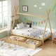 370-000018 Παιδικό κρεβάτι Lalitto τ.Montessori με 2 συρτάρια τ.Montessori  pakoworld ξύλο πεύκου σε φυσική απόχρωση 90x190εκ