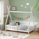370-000021 Παιδικό κρεβάτι Noam τ.Montessori με κιγκλίδωμα pakoworld ξύλο πεύκου σε λευκή απόχρωση 70x140εκ