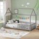370-000012 Παιδικό κρεβάτι Callan τ.Montessori με κιγκλίδωμα pakoworld ξύλο πεύκου σε γκρι απόχρωση 90x190εκ