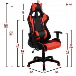 14990126 Πολυθρόνα Γραφείου Gaming ULTIMET Κόκκινο/Μαύρο PVC 66x67x127-135cm Μαύρο/Κόκκινο