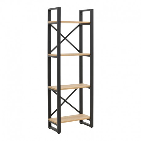 197-000292 Βιβλιοθήκη Crimson pakoworld σε oak-μαύρη απόχρωση 50x22x150εκ