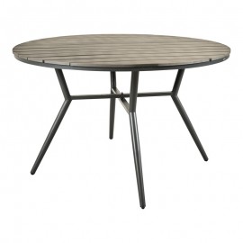 152-000091 Τραπέζι Appa pakoworld αλουμίνιο και plywood σε ανθρακί απόχρωση Φ120x74εκ