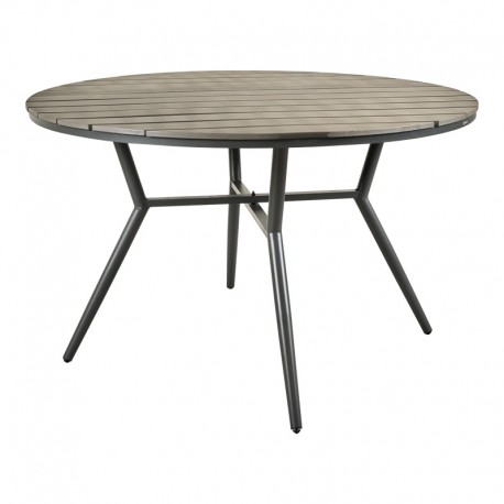 152-000091 Τραπέζι Appa pakoworld αλουμίνιο και plywood σε ανθρακί απόχρωση Φ120x74εκ