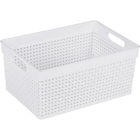 HOMEPLAST Καλάθι Αποθήκευσης Rattan Λευκό 30x21x14cm