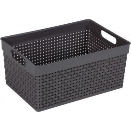 HOMEPLAST Homeplast Καλάθι Αποθήκευσης Rattan Ανθρακί 30x21x14cm
