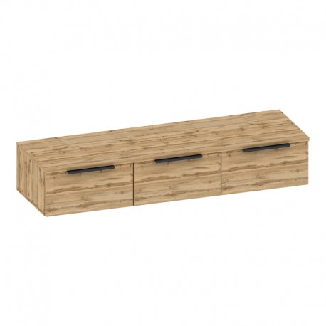361-000075 Κονσόλα με 3 συρτάρια Doha pakoworld σε μαύρη με oak απόχρωση 120x39x22cm