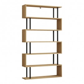 120-000518 Βιβλιοθήκη Ziza pakoworld σε oak  απόχρωση 90x22x162.6εκ