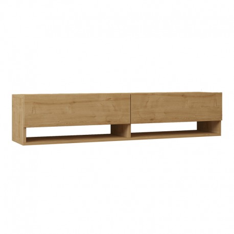 120-000530 Έπιπλο τηλεόρασης επιτοίχιο Melosa pakoworld σε oak απόχρωση 141x30x31εκ
