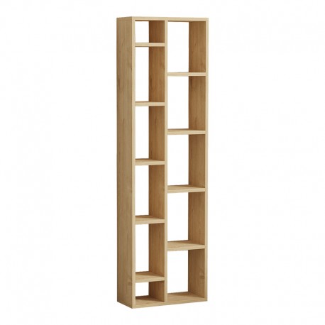 120-000527 Βιβλιοθήκη Minicu pakoworld σε oak απόχρωση  44,4x19,6x150εκ