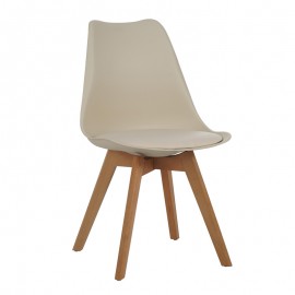 271-000041 Καρέκλα Gaston pakoworld pp-pu σε cappuccino απόχρωση με ξύλινο πόδι σε φυσική απόχρωση 48.5x53.5x83εκ