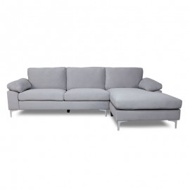 Ε966,20 ALEX Καναπές Σαλονιού Καθιστικού Αριστερή Γωνία, Ύφασμα Γκρι Velure