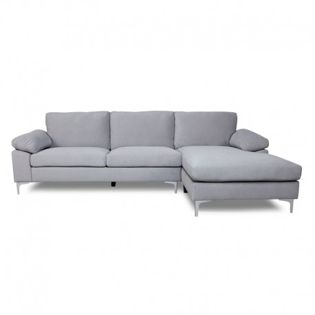 Ε966,20 ALEX Καναπές Σαλονιού Καθιστικού Αριστερή Γωνία, Ύφασμα Γκρι Velure