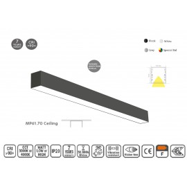 77-10046 MP61.70C-283-H-3-O-OF-BL Linear Profile Lighting Ceiling 61.5x70mm 283cm