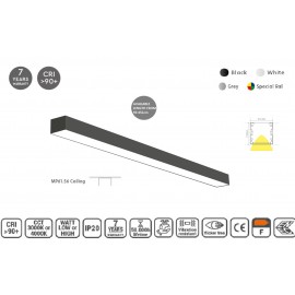 77-11290 MP61.56C-227-S-3-O-OF-BL Linear Profile Lighting Ceiling 61.5x56mm 227cm