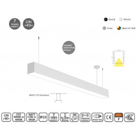 77-16853 MP61.70P-059-S-3-O-OF-WH Linear Profile Lighting Pendant 61.5x70mm 59cm