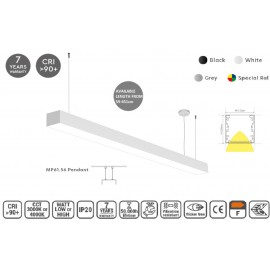 77-19638 MP61.56P-451-S-3-O-OF-WH Linear Profile Lighting Pendant 61.5x56mm 451cm