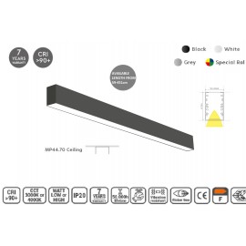 77-13114 MP44.70C-339-S-3-O-OF-BL Linear Profile Lighting Ceiling 44.5x70mm 339cm