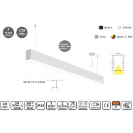 77-20406 MP44.70P-255-S-3-O-OF-WH Linear Profile Lighting Pendant 44.5x70mm 255cm