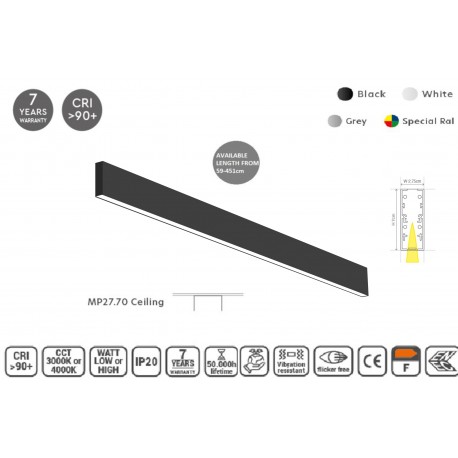 77-15034 MP27.70C-059-S-3-O-OF-BL Linear Profile Lighting Ceiling 27.5x70mm 59cm