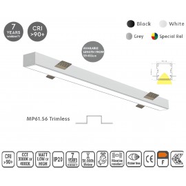 77-40951 MP61.56T-367-H-3-O-OF-WH Linear Profile Lighting Ceiling 61.5x56mm 367cm
