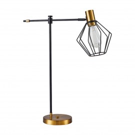 77-8339 SE21-GM-36-GR1 ADEPT TABLE LAMP Gold Matt and Black Metal Table Lamp Black Metal Grid+