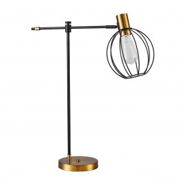 77-8340 SE21-GM-36-GR2 ADEPT TABLE LAMP Gold Matt and Black Metal Table Lamp Black Metal Grid+
